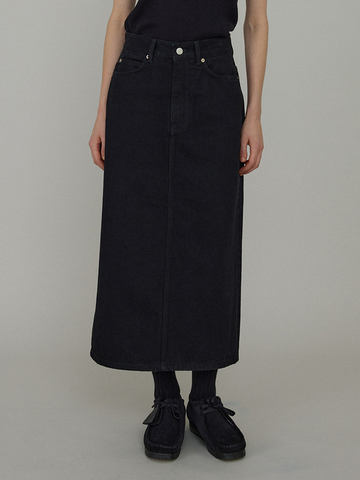 Leau denim skirt_jet black