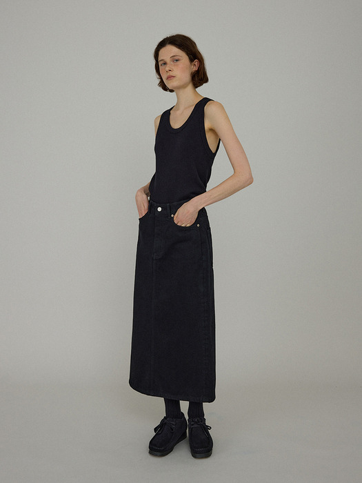 Leau denim skirt_jet black