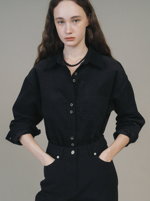 F Corduroy Button Point Shirt_Black