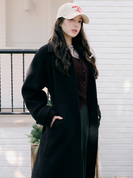 ALPACA WOOL SINGLE COAT BLACK