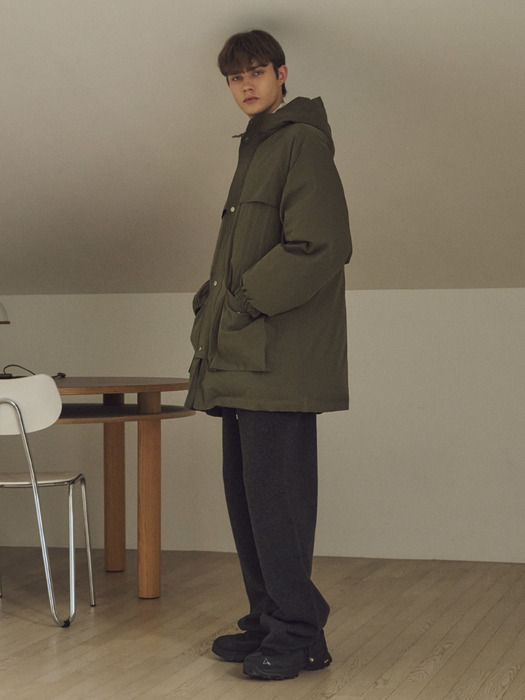 Airy Comfort Hooded Padded Jacket_KHAKI