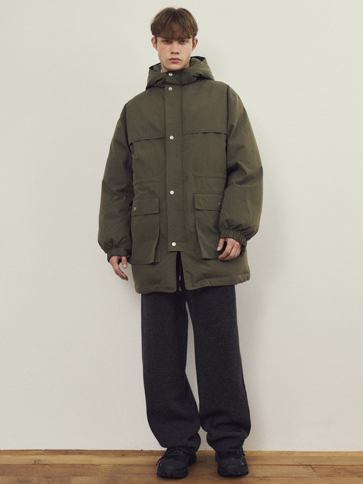 Airy Comfort Hooded Padded Jacket_KHAKI