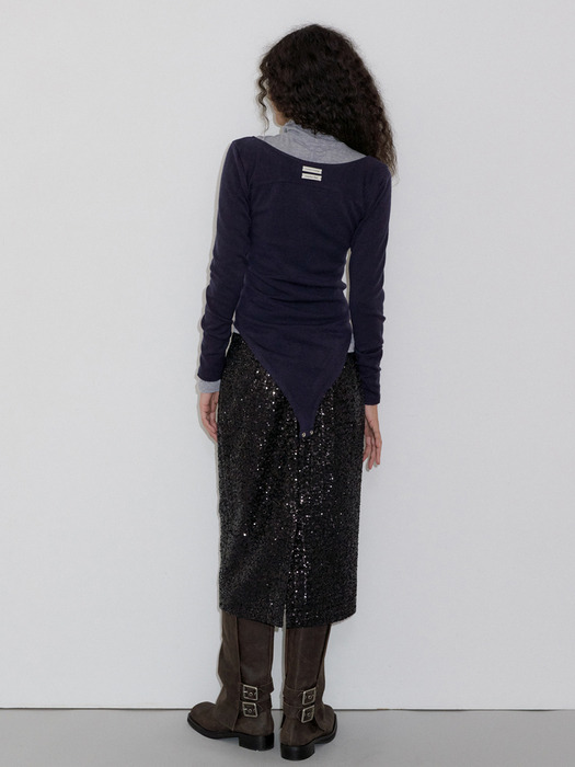 SPANGLE MIDI SKIRT_BLACK