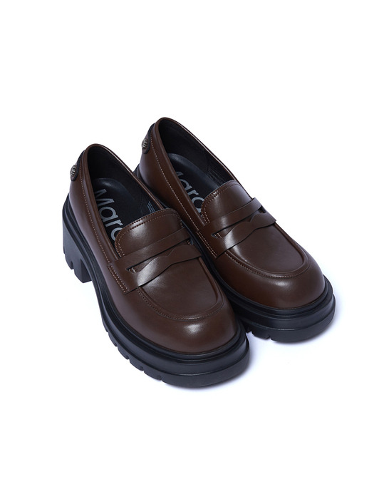 FLOWER RIVET PENNY LOAFERS_BROWN