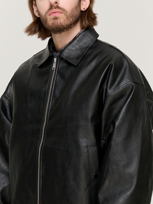 LIKE ECO LEATHER JUMPER (BLACK)