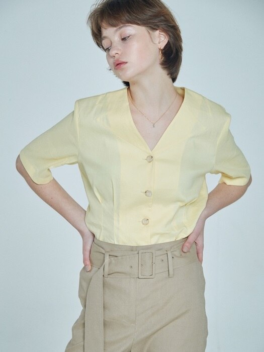 cutting collar blouse Yellow