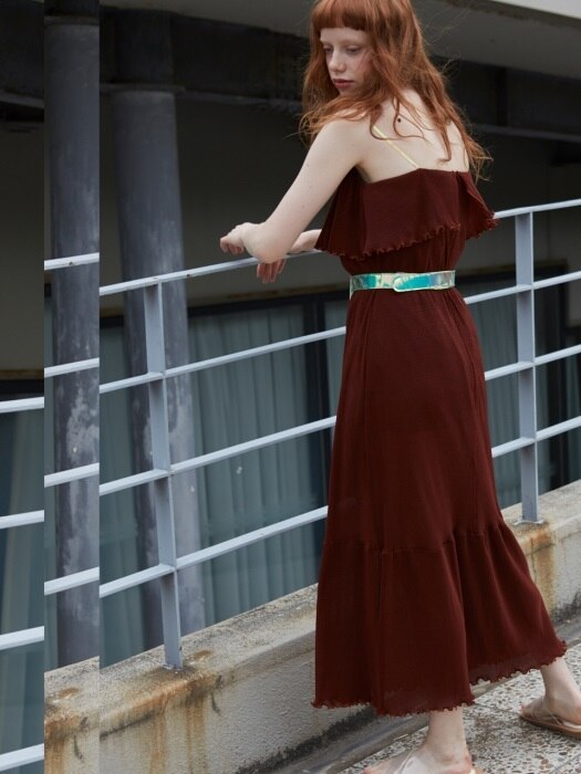 shirring summer dress_brown