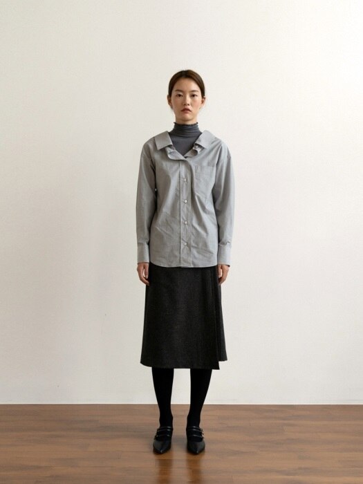 Wool Tweed Pleated Skirt 