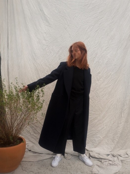 NAVY TAILORED LONG COAT