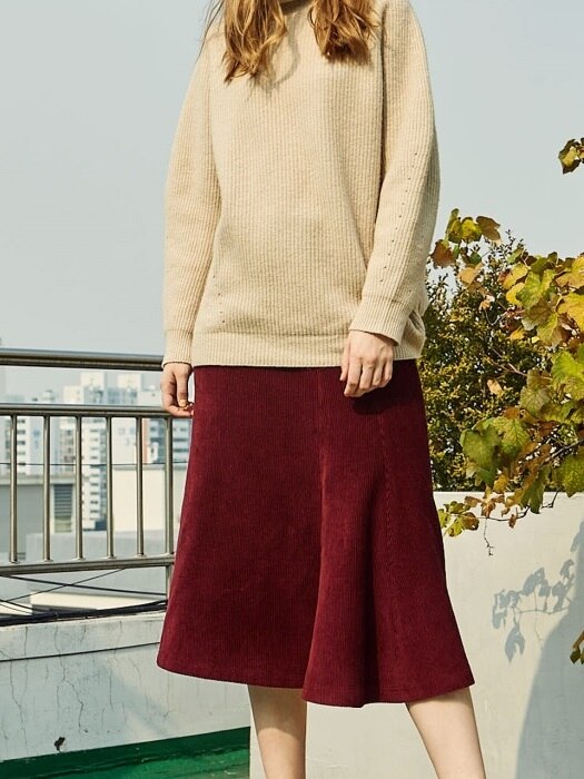 UNBAL CORDUROY SKIRT WINE