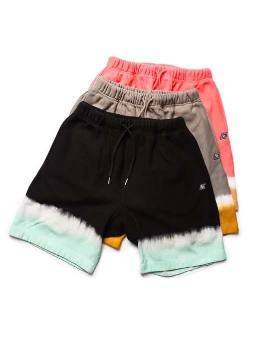 Stripe Tie-dye Sweat Shorts -Coral&Beige-
