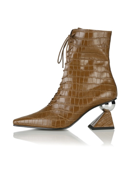 Gloria glam heel boots / 19AW-B542 Camel Croc