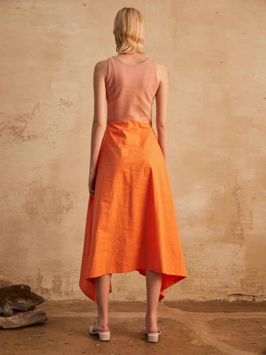 two tone sleeveless dress_orange