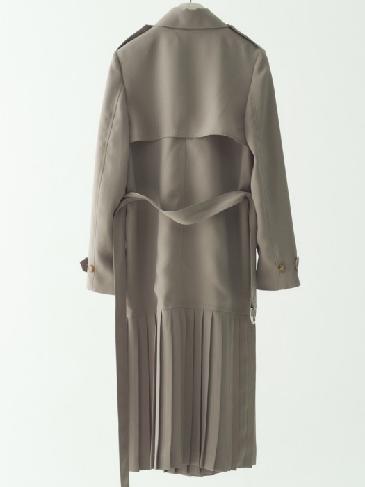 DOUBLE BREASTED PLEATS COAT_BEIGE