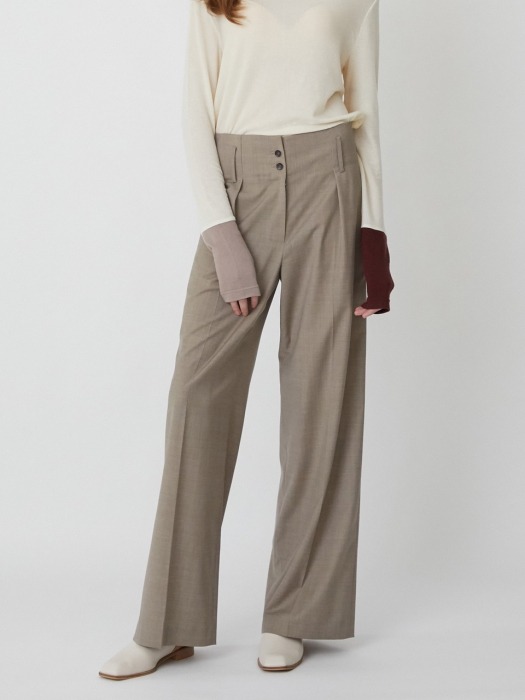 Pants Wide H Beige