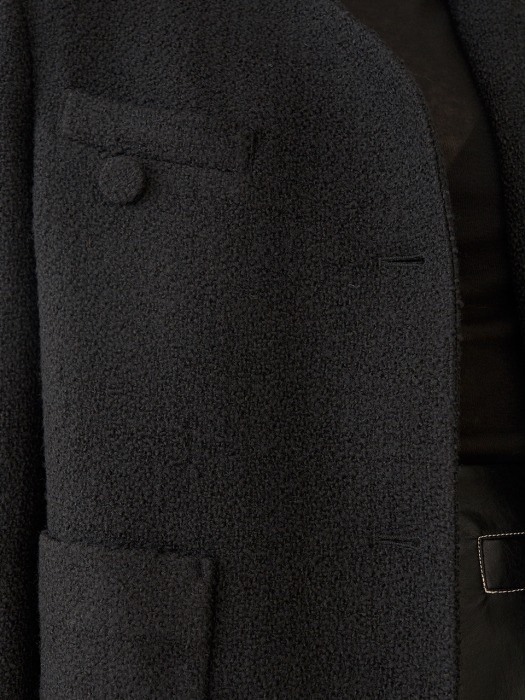 LAWRENCE Solid Tweed Jacket_Black