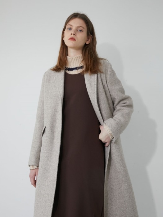  19 WINTER_ CLOUD BEIGE HERRINGBONE SLIM SINGLE COAT