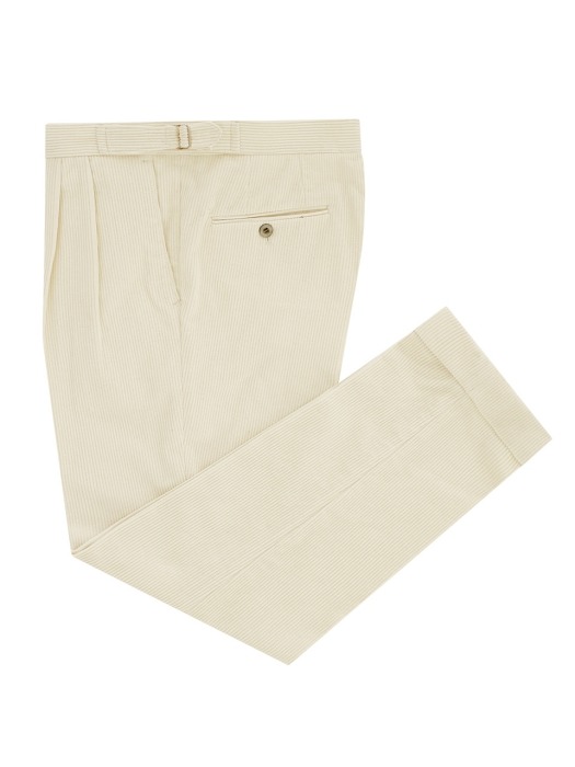 Corduroy two tuck adjust pants (Cream)