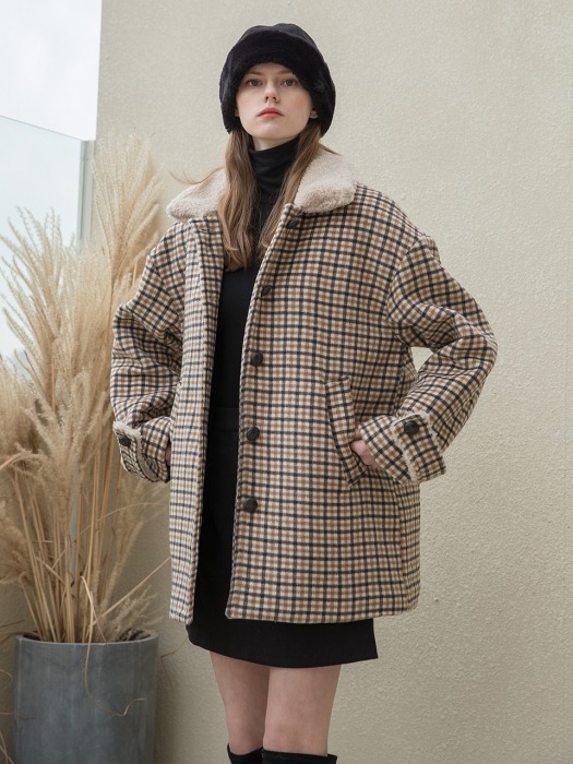 Fur Check Half Coat