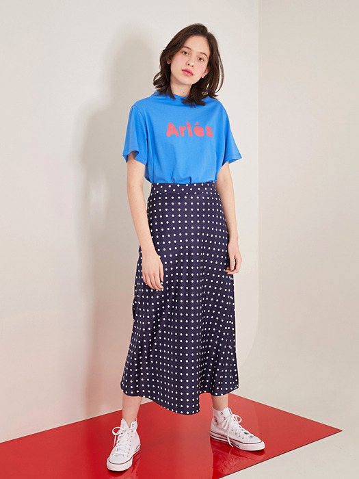 NAVY JULY DOT SILKY SKIRT (네이비 줄리 도트 실키 스커트)