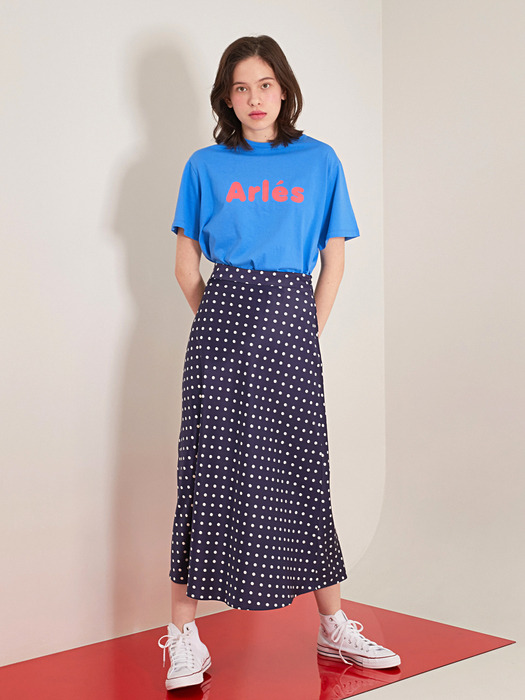 NAVY JULY DOT SILKY SKIRT (네이비 줄리 도트 실키 스커트)