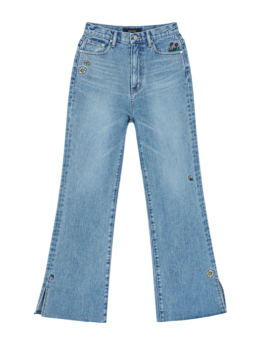 RAIVE X PIPPI Embroidery Slit Jeans in Blue_VJ0SL1380
