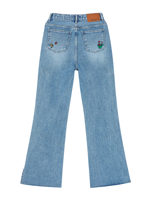 RAIVE X PIPPI Embroidery Slit Jeans in Blue_VJ0SL1380