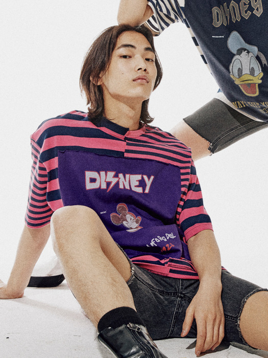 MICKEY`S KIND OF A BIG DEAL PINK STRIPED T-SHIRTS