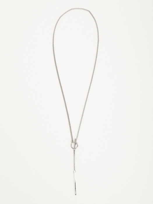 DWS RING BUCKLE STICK NECKLACE(SILVER)