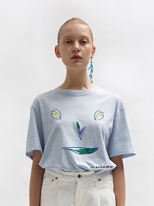 Flower Face T-shirt_Skyblue