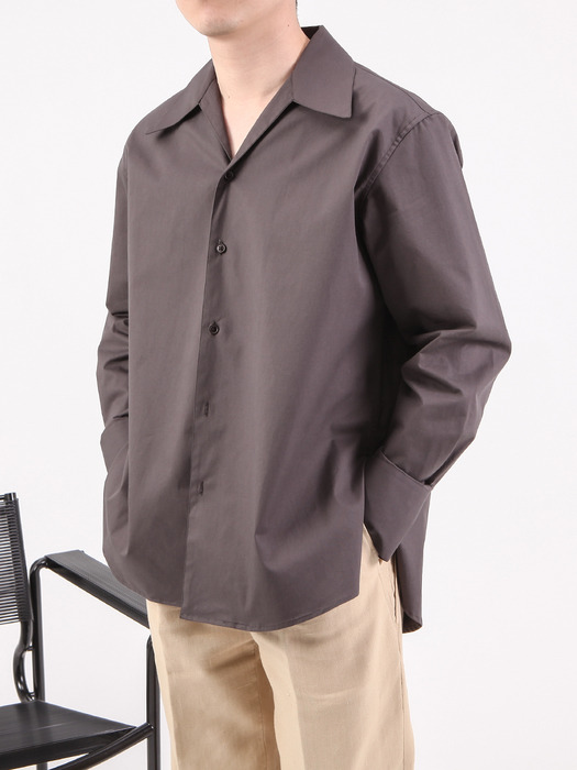  gry-brown high density JAPAN MADE cotton open collar SEINEN 靑年 shirts