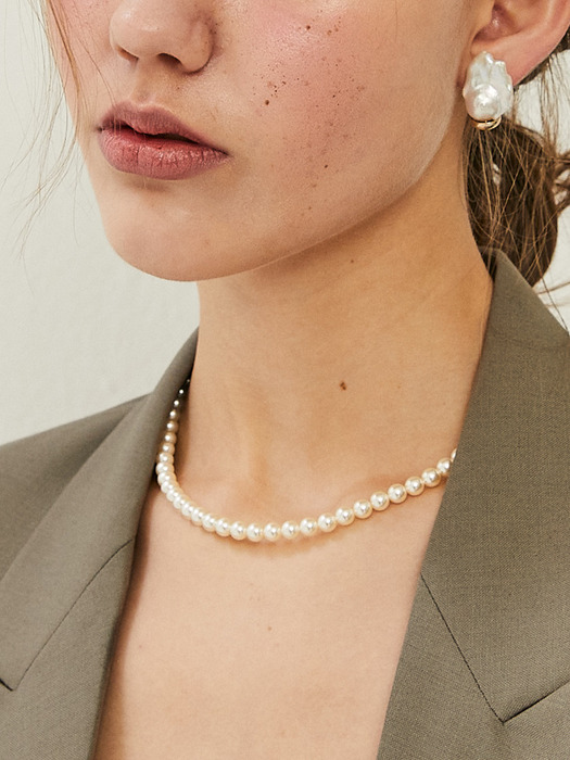[SET]Classic Pearl Necklace+Vintage Daisy Necklace_2Color