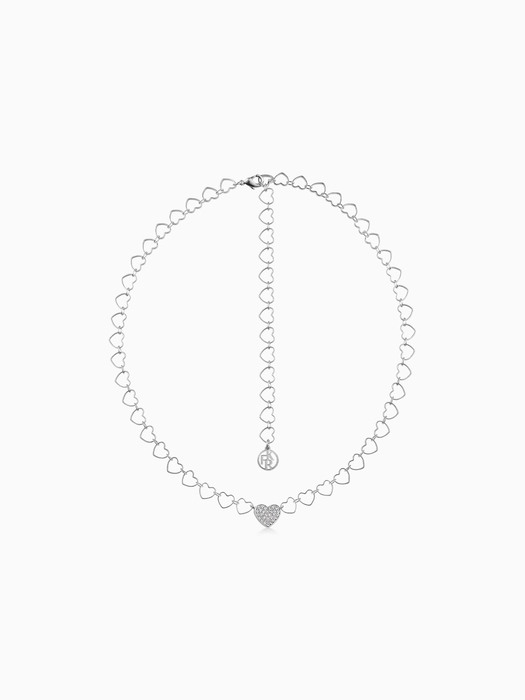 HEART LINE HEART CHAIN SILVER NECKLACE