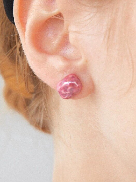 Daily rectangle ceramic earring(Wine pink)