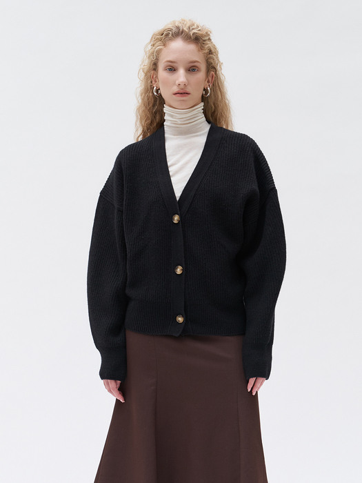 TTF CASHMERE RIBBED KNIT CARDIGAN 3COLOR