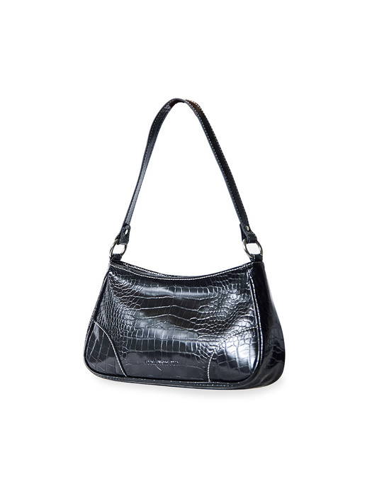 Lisa Baguette Bag (Croc Black)