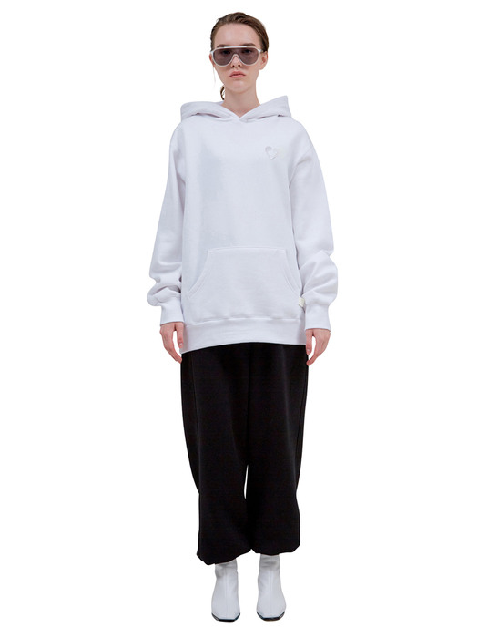 WHITE EMBELLISHED COMMA HOODIE