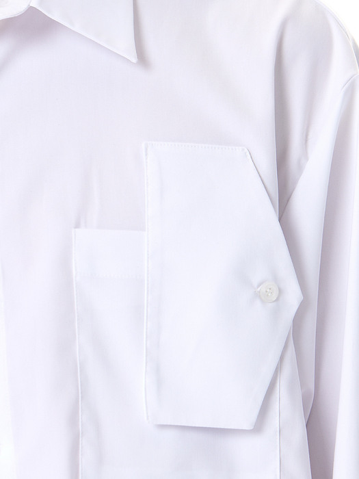 Unbalance pocket Overfit Shirt (White)