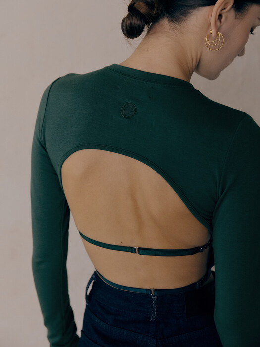 Back Double Strap Top_Deep Green