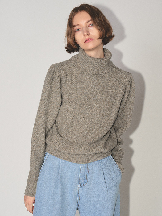 GRANDMA CASH TURTLE NECK [DUSTY BLUE]