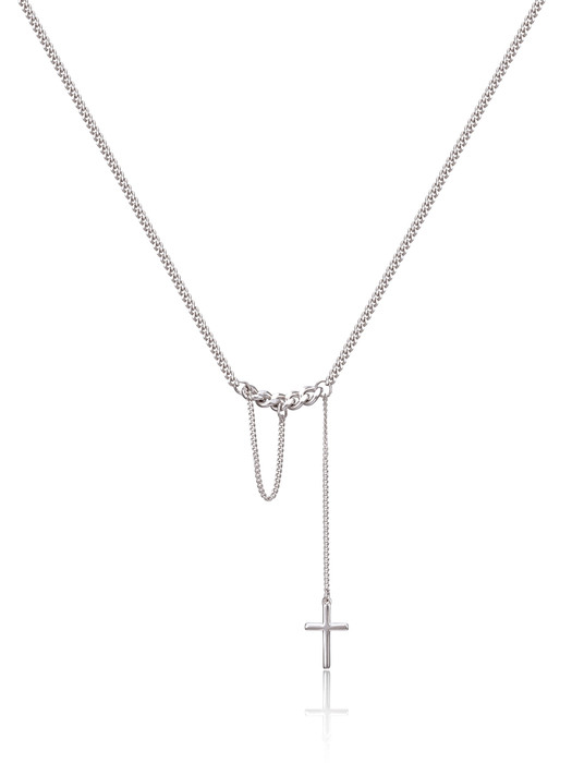 [silver925]cross unbal chain necklace