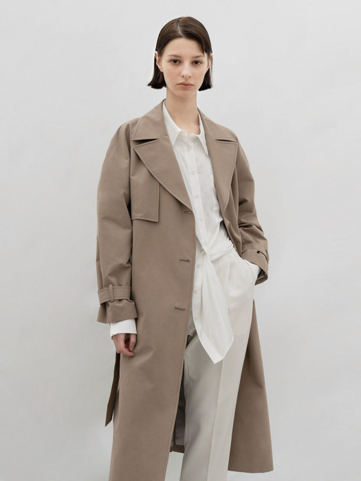 COTTON BLENDED TRENCH CT (COCOA)