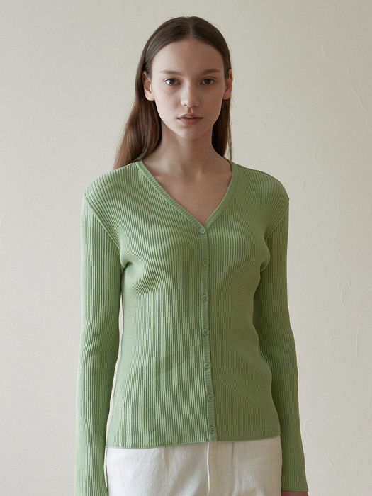 V.slim knit cardigan (light green)