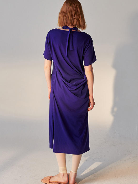 Apron jersey dress_deep blue