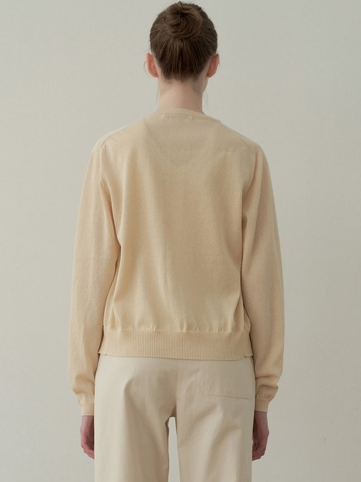 linen pocket cardigan (light beige)