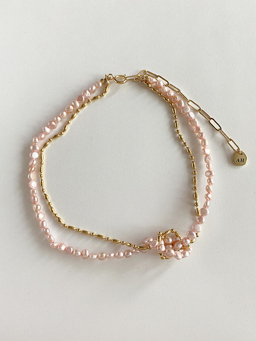 Baby pink pearl necklace