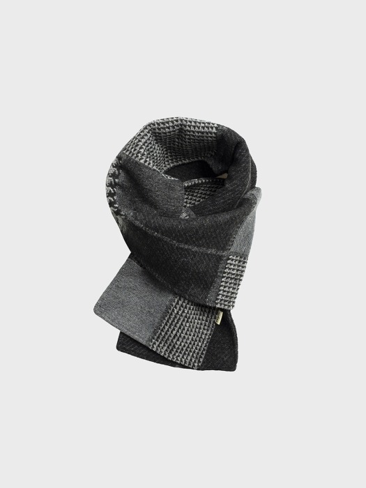 L19-5 Check Wool Muffler #Black