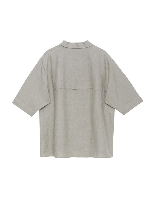 [EXCLUSIVE] linen half shirt (khaki)