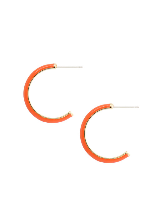 Orange Glossy Circle Post Earrings