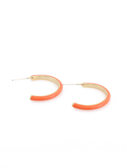 Orange Glossy Circle Post Earrings